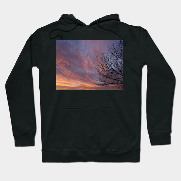 Fluffy Clouds at sunset Hoodie by LeighsDesigns